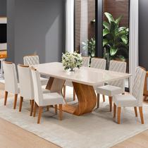 Conjunto Sala de Jantar 8 Lugares Retangular Tampo em Vidro e Mdf Oversized Conjunto Sala de Jantar 8 Lugares Retangular Tampo em Vidro e Mdf Oversized