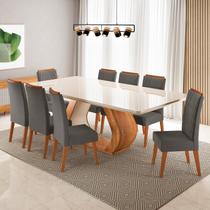 Conjunto Sala de Jantar 8 Lugares Retangular Tampo em Vidro e Mdf Rubhe Conjunto Sala de Jantar 8 Lugares Retangular Tampo em Vidro e Mdf Rubhe