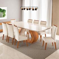 Conjunto Sala de Jantar 8 Lugares Retangular Tampo em Vidroe MDF Rubhe Yescasa Conjunto Sala de Jantar 8 Lugares Retangular Tampo em Vidroe MDF Rubhe Yescasa