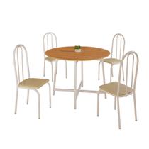 Conjunto Sala de Jantar 90cm Ilhabela 4 Cad Branca c/ Creme