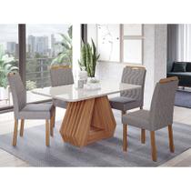 Conjunto Sala de Jantar Ágata Tampo em MDF e Vidro Com 4 Cadeiras Paola Cimol