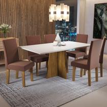 Conjunto Sala de Jantar Amalia 1 Mesa 160cm com 6 Cadeiras Vênus Viero Móveis