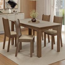 Conjunto Sala de Jantar Amora Mesa Tampo de Madeira 4 Cadeiras Rustic/Crema/Sintético Bege Madesa Conjunto Sala de Jantar Amora Mesa Tampo de Madeira 4 Cadeiras Rustic/Crema/Sintético Bege Madesa