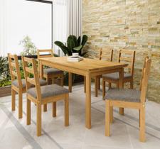 Conjunto Sala de Jantar Área Externa 6 Lugares Mesa Retangular Madeira Maciça Itália Marrom/Cera Mel/Café Conjunto Sala de Jantar Área Externa 6 Lugares Mesa Retangular Madeira Maciça Itália Marrom/Cera Mel/Café