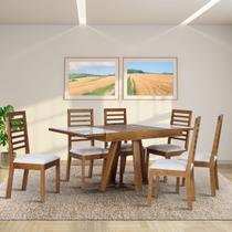 Conjunto Sala de Jantar Atena Mesa Extensível 178x78cm Tampo Vidro 6 Cadeiras Assento Estofado Conjunto Sala de Jantar Atena Mesa Extensível 178x78cm Tampo Vidro 6 Cadeiras Assento Estofado