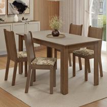 Conjunto Sala De Jantar Avelã Mesa Tampo De Vidro 4 Cadeiras Rustic/crema/sintético Bege Madesa Rustic/crema/lírio Bege