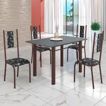 Conjunto Sala de Jantar Bahia Mesa Tubo 120x75cm Tampo Madeira com 4 Cadeiras