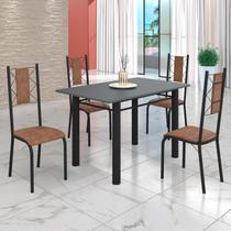 Conjunto Sala de Jantar Bahia Mesa Tubo 120x75cm Tampo Madeira com 4 Cadeiras