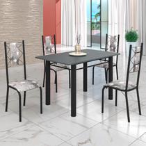 Conjunto Sala de Jantar Bahia Mesa Tubo 120x75cm Tampo Madeira com 4 Cadeiras