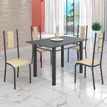 Conjunto Sala de Jantar Bahia Mesa Tubo 120x75cm Tampo Madeira com 4 Cadeiras