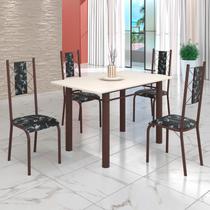 Conjunto Sala de Jantar Bahia Mesa Tubo 120x75cm Tampo Madeira com 4 Cadeiras