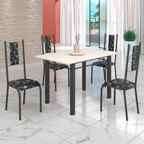 Conjunto Sala de Jantar Bahia Mesa Tubo 120x75cm Tampo Madeira com 4 Cadeiras