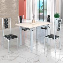 Conjunto Sala de Jantar Bahia Mesa Tubo 120x75cm Tampo Madeira com 4 Cadeiras