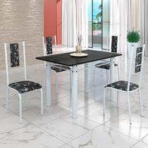 Conjunto Sala de Jantar Bahia Mesa Tubo 120x75cm Tampo Pedra Ardósia Indiana com 4 Cadeiras Conjunto Sala de Jantar Bahia Mesa Tubo 120x75cm Tampo Pedra Ardósia Indiana com 4 Cadeiras