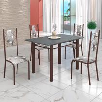 Conjunto Sala de Jantar Bahia Mesa Tubo 120x75cm Tampo Pedra com 4 Cadeiras