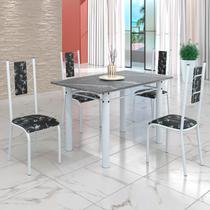 Conjunto Sala de Jantar Bahia Mesa Tubo 120x75cm Tampo Pedra Granito Topázio com 4 Cadeiras Conjunto Sala de Jantar Bahia Mesa Tubo 120x75cm Tampo Pedra Granito Topázio com 4 Cadeiras