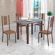 Conjunto Sala de Jantar Bahia Mesa Tubo 3" 120x75 Tampo Pedra Granito Topázio com 4 Cadeiras Conjunto Sala de Jantar Bahia Mesa Tubo 3" 120x75 Tampo Pedra Granito Topázio com 4 Cadeiras