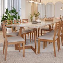 Conjunto Sala de Jantar Caju 210cm com Vidro e 8 Cadeiras Juparanã Conjunto Sala de Jantar Caju 210cm com Vidro e 8 Cadeiras Juparanã