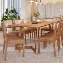 Conjunto Sala de Jantar Caju 210cm sem Vidro com 8 Cadeiras Palmas