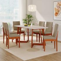 Conjunto Sala de Jantar Califórnia 6 Lugares Retangular Madeira Maciça Dakota