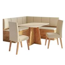 Conjunto Sala De Jantar Canto Alemão Com Mesa Moove E 2 Cadeiras Linho Creme Viero Madeirado / Creme Conjunto Sala De Jantar Canto Alemão Com Mesa Moove E 2 Cadeiras Linho Creme Viero Madeirado / Creme