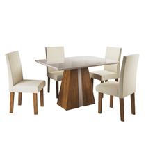 Conjunto Sala de Jantar Caribe 1 Mesa 120cm com 4 Cadeiras Vênus Viero Móveis