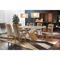 Conjunto Sala de Jantar Carol 180 MDF Laqueado com 06 Cadeiras