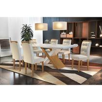 Conjunto Sala de Jantar Carol 180 MDF Laqueado com 06 Cadeiras