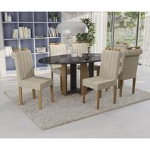 Conjunto Sala de Jantar Centella com 6 Cadeiras Freijo/Preto/Fendi