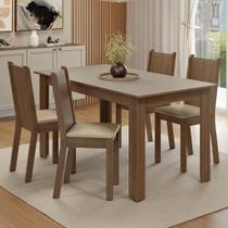 Conjunto Sala De Jantar Cereja Mesa Tampo De Vidro 6 Cadeiras Madesa Rustic/crema/sintético Bege