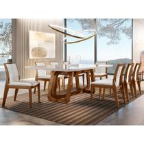 Conjunto Sala de Jantar Charlote 220CM com 8 Cadeiras Charlote de Madeira Moderna