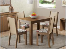 Conjunto Sala de Jantar Cíntia Madesa Mesa Tampo de Madeira com 4 Cadeiras Conjunto Sala de Jantar Cíntia Madesa Mesa Tampo de Madeira com 4 Cadeiras