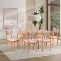 Conjunto Sala de Jantar com 1 Mesa Tampo Laminado 160cm e 6 Cadeiras Corda Florença Conjunto Sala de Jantar com 1 Mesa Tampo Laminado 160cm e 6 Cadeiras Corda Florença