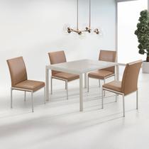 Conjunto Sala de Jantar com 4 Cadeiras Atenas Champanhe / Bege / Metalizado Conjunto Sala de Jantar com 4 Cadeiras Atenas Champanhe / Bege / Metalizado
