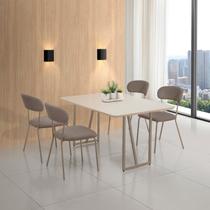 Conjunto Sala de Jantar com 4 Cadeiras Betina Champagne/ Marrom/ Off White