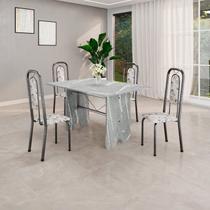 Conjunto Sala de Jantar com 4 Cadeiras Lara Prata/Arabesco Conjunto Sala de Jantar com 4 Cadeiras Lara Prata/Arabesco