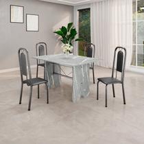 Conjunto Sala de Jantar com 4 Cadeiras Lara Prata/Preto