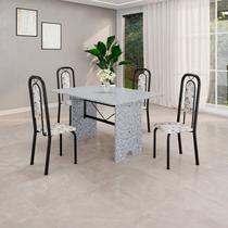 Conjunto Sala de Jantar com 4 Cadeiras Lara Preto/Arabesco Conjunto Sala de Jantar com 4 Cadeiras Lara Preto/Arabesco