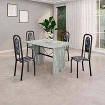 Conjunto Sala de Jantar com 4 Cadeiras Lara Preto/Granito