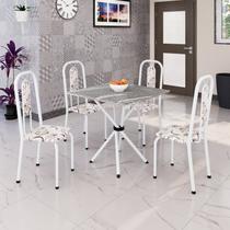 Conjunto Sala de Jantar com 4 Cadeiras Lívia Arabesco/Branco Conjunto Sala de Jantar com 4 Cadeiras Lívia Arabesco/Branco