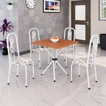 Conjunto Sala de Jantar com 4 Cadeiras Lívia Branco/Arabesco Conjunto Sala de Jantar com 4 Cadeiras Lívia Branco/Arabesco