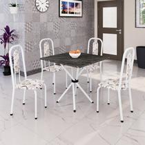 Conjunto Sala de Jantar com 4 Cadeiras Lívia Branco/Arabesco Conjunto Sala de Jantar com 4 Cadeiras Lívia Branco/Arabesco
