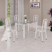 Conjunto Sala de Jantar com 4 Cadeiras Lívia Branco/Arabesco Conjunto Sala de Jantar com 4 Cadeiras Lívia Branco/Arabesco