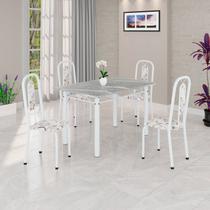 Conjunto Sala de Jantar com 4 Cadeiras Lívia Branco/Arabesco Conjunto Sala de Jantar com 4 Cadeiras Lívia Branco/Arabesco