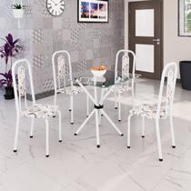 Conjunto Sala de Jantar com 4 Cadeiras Lívia Branco/Arabesco Conjunto Sala de Jantar com 4 Cadeiras Lívia Branco/Arabesco