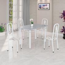 Conjunto Sala de Jantar com 4 Cadeiras Lívia Branco/Arabesco