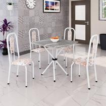 Conjunto Sala de Jantar com 4 Cadeiras Lívia Branco/Bege Conjunto Sala de Jantar com 4 Cadeiras Lívia Branco/Bege