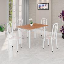 Conjunto Sala de Jantar com 4 Cadeiras Lívia Branco/Bege Conjunto Sala de Jantar com 4 Cadeiras Lívia Branco/Bege
