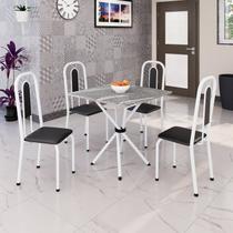 Conjunto Sala de Jantar com 4 Cadeiras Lívia Branco/Preto
