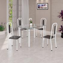 Conjunto Sala de Jantar com 4 Cadeiras Lívia Branco/Preto Conjunto Sala de Jantar com 4 Cadeiras Lívia Branco/Preto